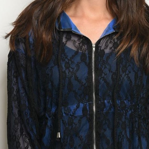 🎉Lace and Mesh Sheer Jacket - Picture 4 of 8
